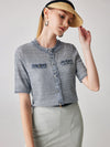 COMOBOCA Women's Cotton Silk Frayed Edge Button-Up Blouse