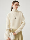 COMOBOCA 100% Cashmere Women's Turtleneck Ribbed Sweater