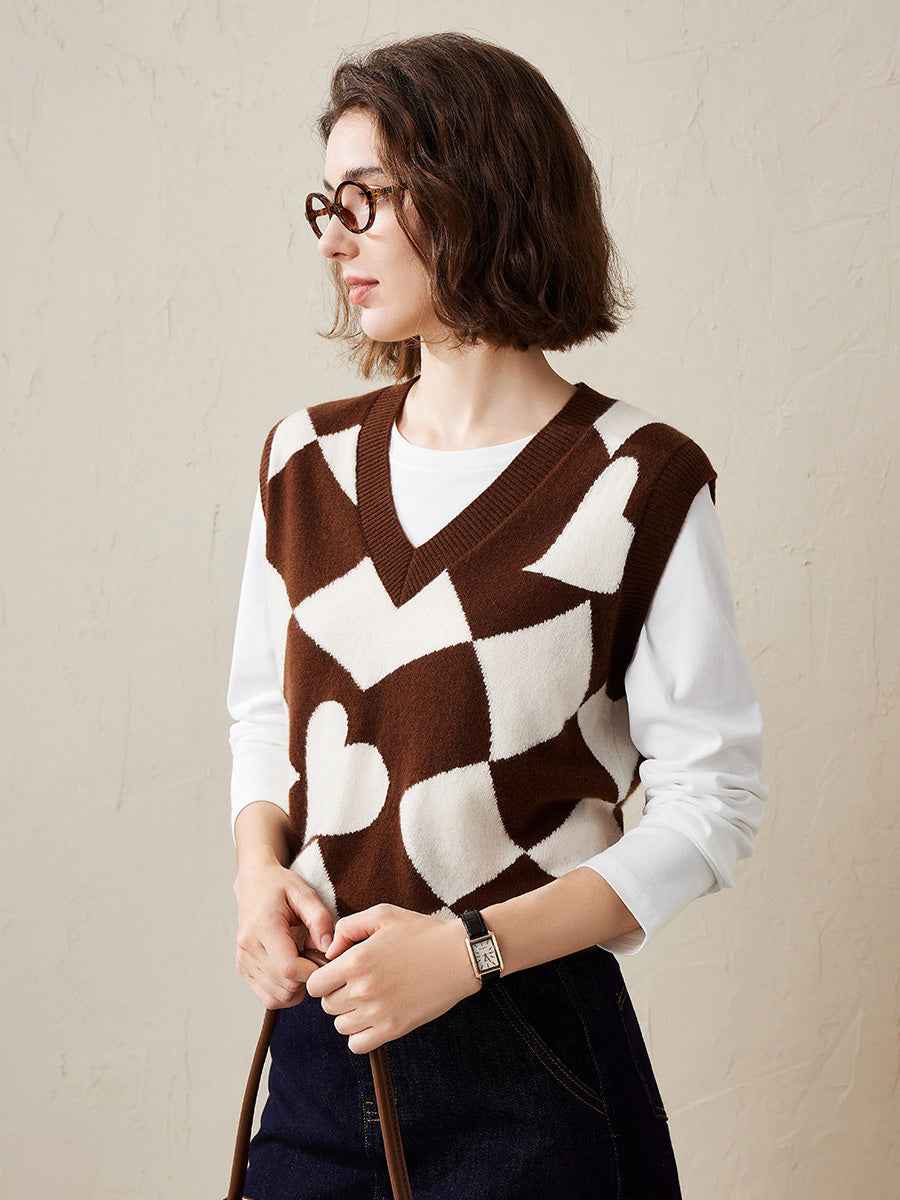 COMOBOCA 100% Cashmere Women's Vintage Inspired Knit Vest
