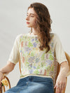 COMOBOCA Women's Floral Embroidered T-Shirt