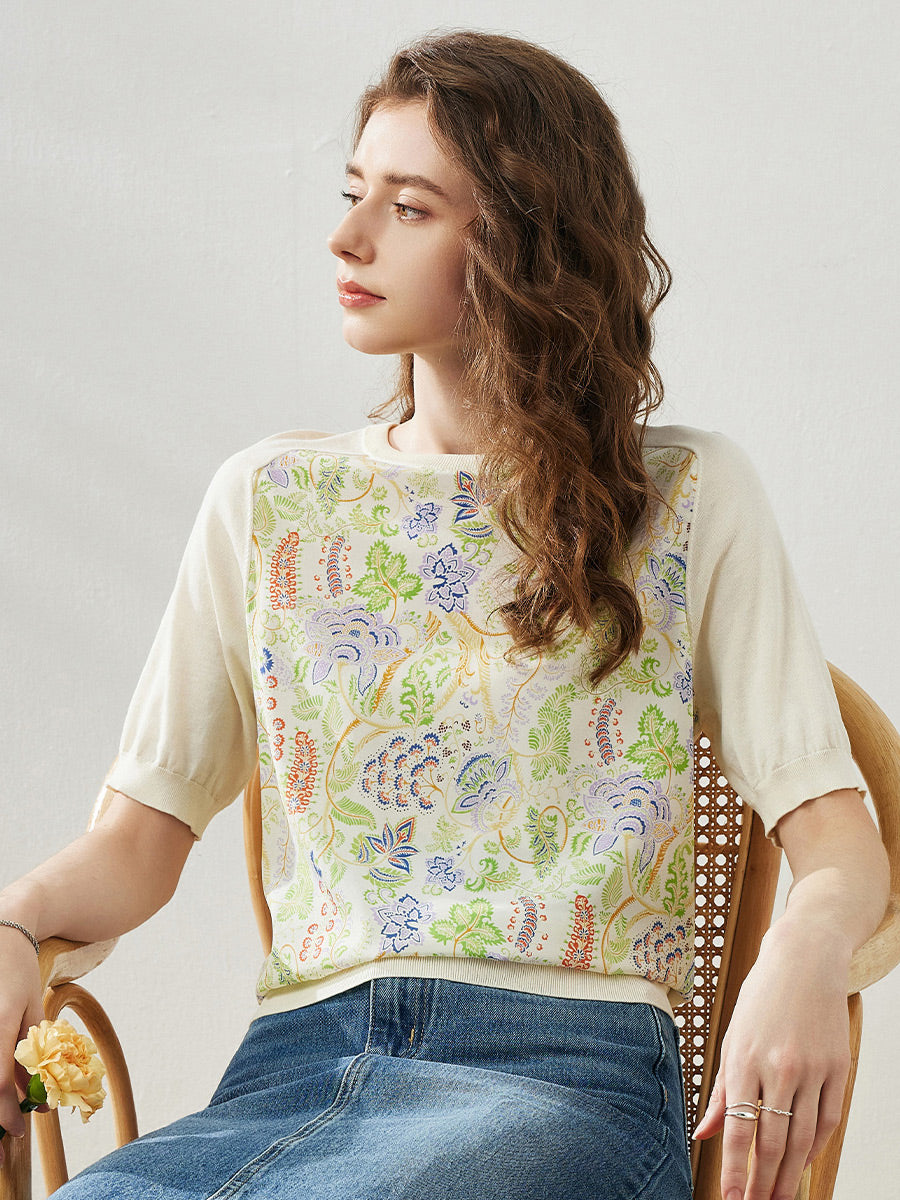 COMOBOCA Women's Floral Embroidered T-Shirt