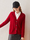 COMOBOCA 100% Cashmere Women's V-Neck Cable Knit Cardigan