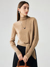 COMOBOCA 100% Cashmere Women's Mock Neck Tie-Waist Sweater