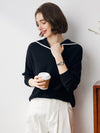 COMOBOCA 100% Cashmere Women's Sailor Collar Sweater