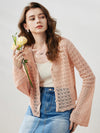 COMOBOCA Women's Bell Sleeve Lace Knit Cardigan