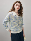 COMOBOCA Women's Wool Ribbed Knit Polo Sweater