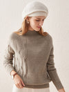 COMOBOCA BROWN 100% Cashmere Women's Mock Neck Knit Sweater