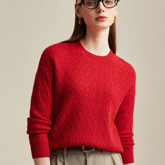 COMOBOCA 100% Cashmere Women's Cable Knit Sweater