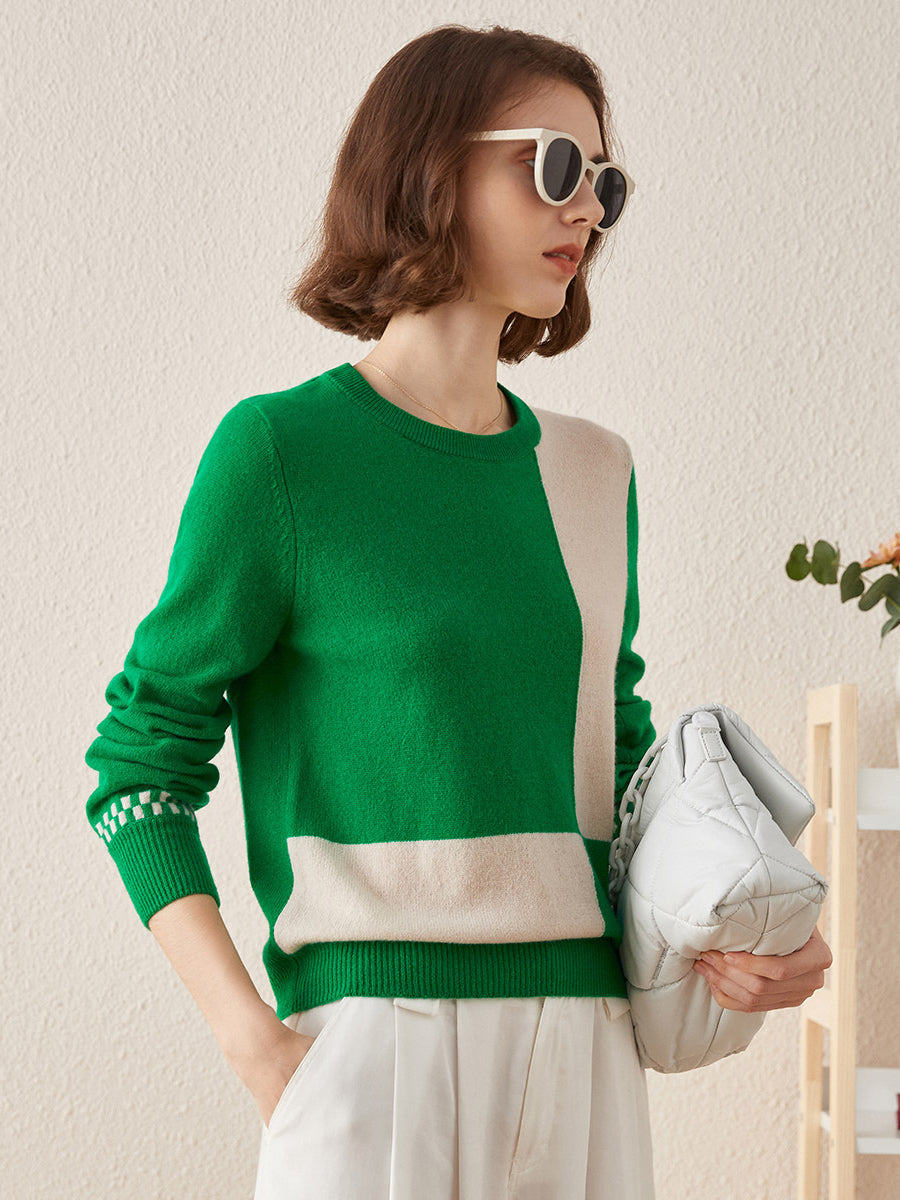 COMOBOCA 100% Cashmere Women's Round Neck Knit Sweater