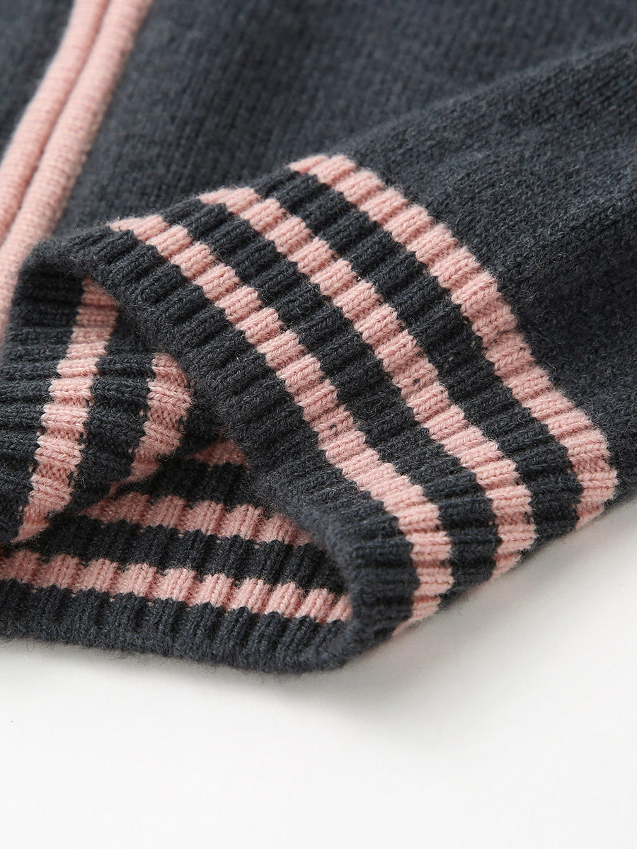 COMOBOCA 100% Wool Kid's Cable Knit Zip Up Coat
