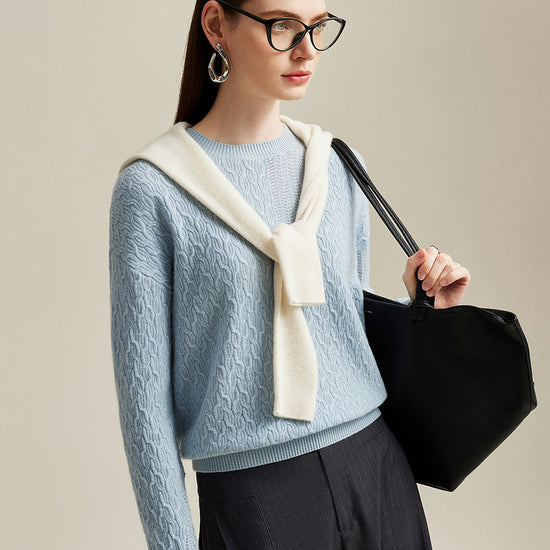 COMOBOCA 100% Cashmere Women's Cable Knit Sweater