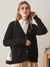 COMOBOCA 100% Cashmere Women's V-Neck Cable Knit Cardigan