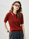COMOBOCA Women's Cable Knit Polo T-Shirt