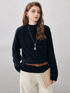 COMOBOCA 100% Wool Women's Oversized U-Neck Sweater