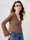 COMOBOCA Women's Bell Sleeve Lace Knit Cardigan