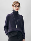 COMOBOCA 100% Cashmere Women's Ribbed Turtleneck Sweater