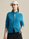 COMOBOCA 100% Wool Women's Dual Zip Cardigan with Pockets