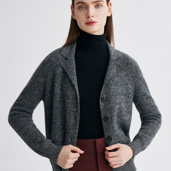 COMOBOCA 100% Cashmere Women's Shawl Collar Button Up Knit Cardigan