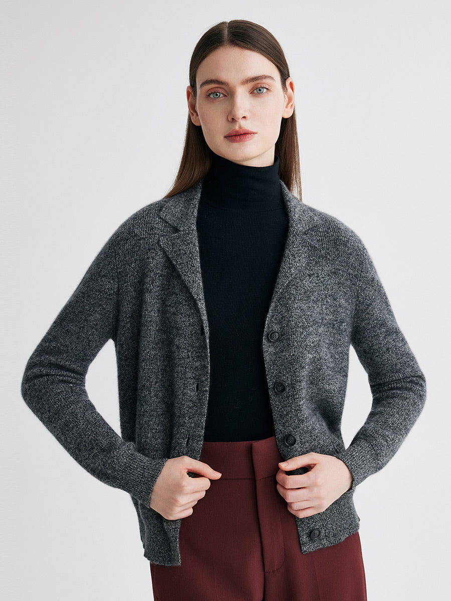 COMOBOCA 100% Cashmere Women's Shawl Collar Button Up Knit Cardigan