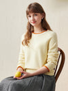 COMOBOCA 100% Wool Women's Contrast Trim Knit Sweater