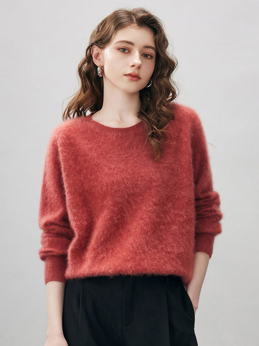 COMOBOCA Rosy Women's Wool Seamless Brushed Knit Sweater