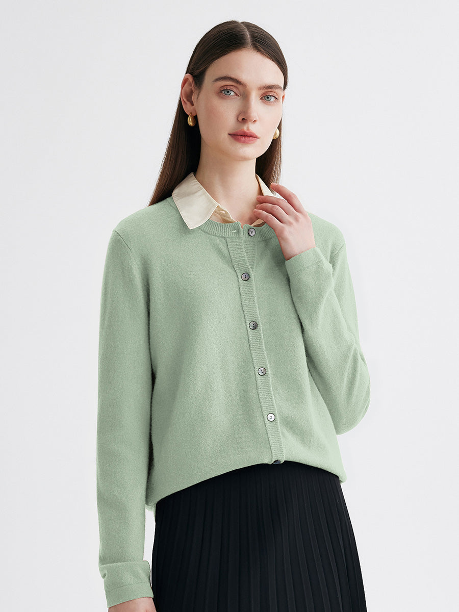 COMOBOCA 100% Cashmere Women's Button-Up Cardigan