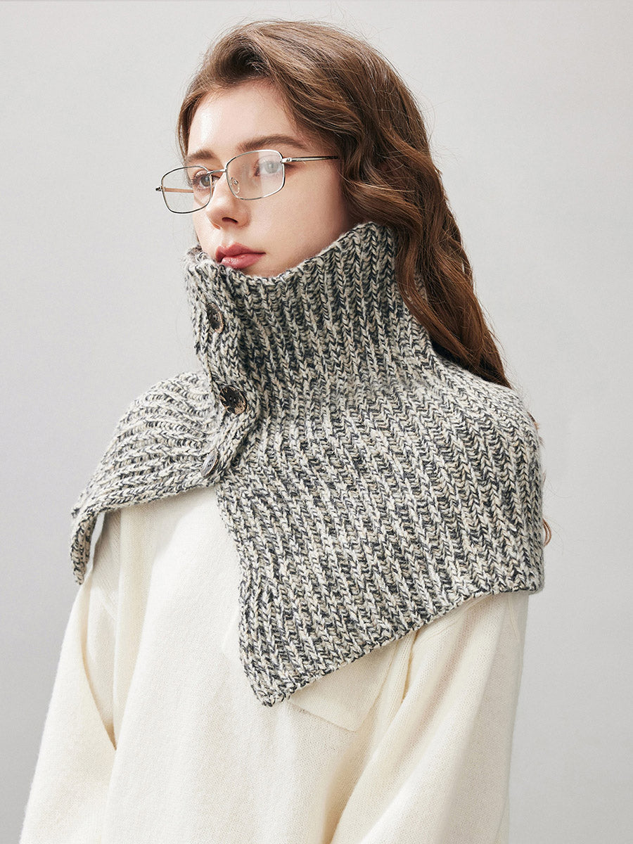 COMOBOCA 100% Wool Women's Knit Button Neck Warmer Shawl