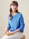 COMOBOCA 100% Wool Women's Contrast Trim Knit Sweater