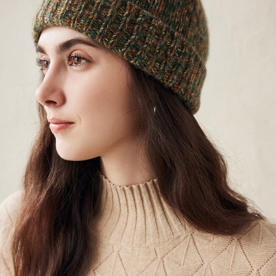 COMOBOCA 100% Cashmere Ribbed Knit Beanie