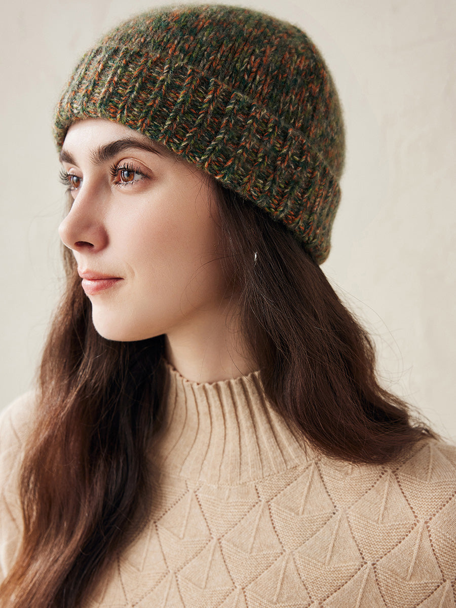 COMOBOCA 100% Cashmere Ribbed Knit Beanie