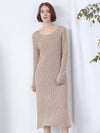 COMOBOCA 100% Cashmere Women's Cable Knit Sweater Dress