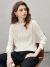COMOBOCA Women's Ribbed Round Neck Knit Sweater