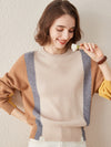 COMOBOCA 100% Cashmere Women's Crew Neck Fish Scale Inlay Sweater