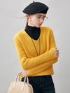 COMOBOCA 100% Cashmere Women's V-Neck Ribbed Knit Sweater
