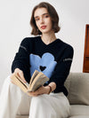 COMOBOCA 100% Cashmere Women's Flower Embroidered Hoodie