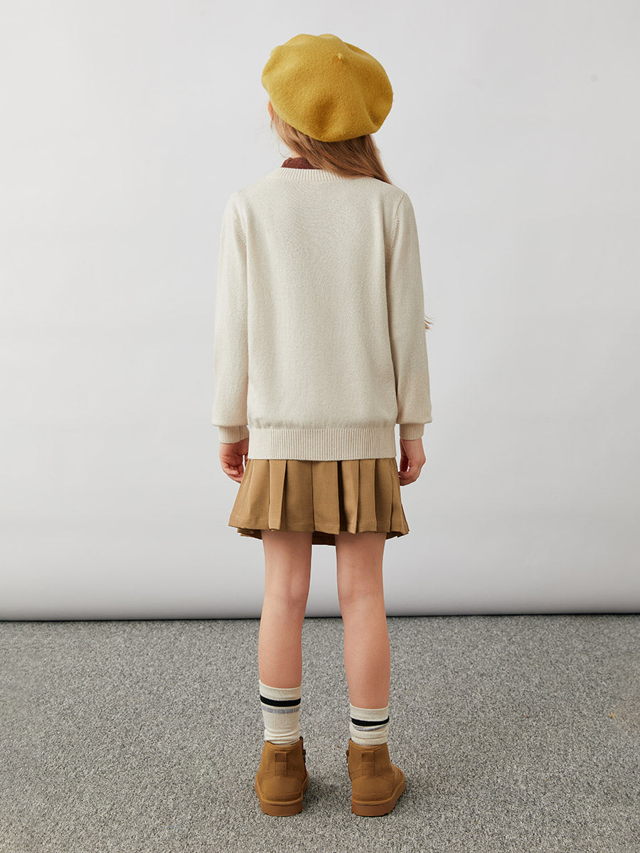 COMOBOCA 100% Wool Kids' Colorful Buttons Argyle Cardigan