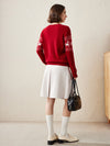 COMOBOCA 100% Cashmere Women's Cozy Reindeer Fair Isle Knit Sweater