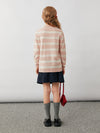 COMOBOCA 100% Wool Kids' Striped Heart Round Neck Sweater