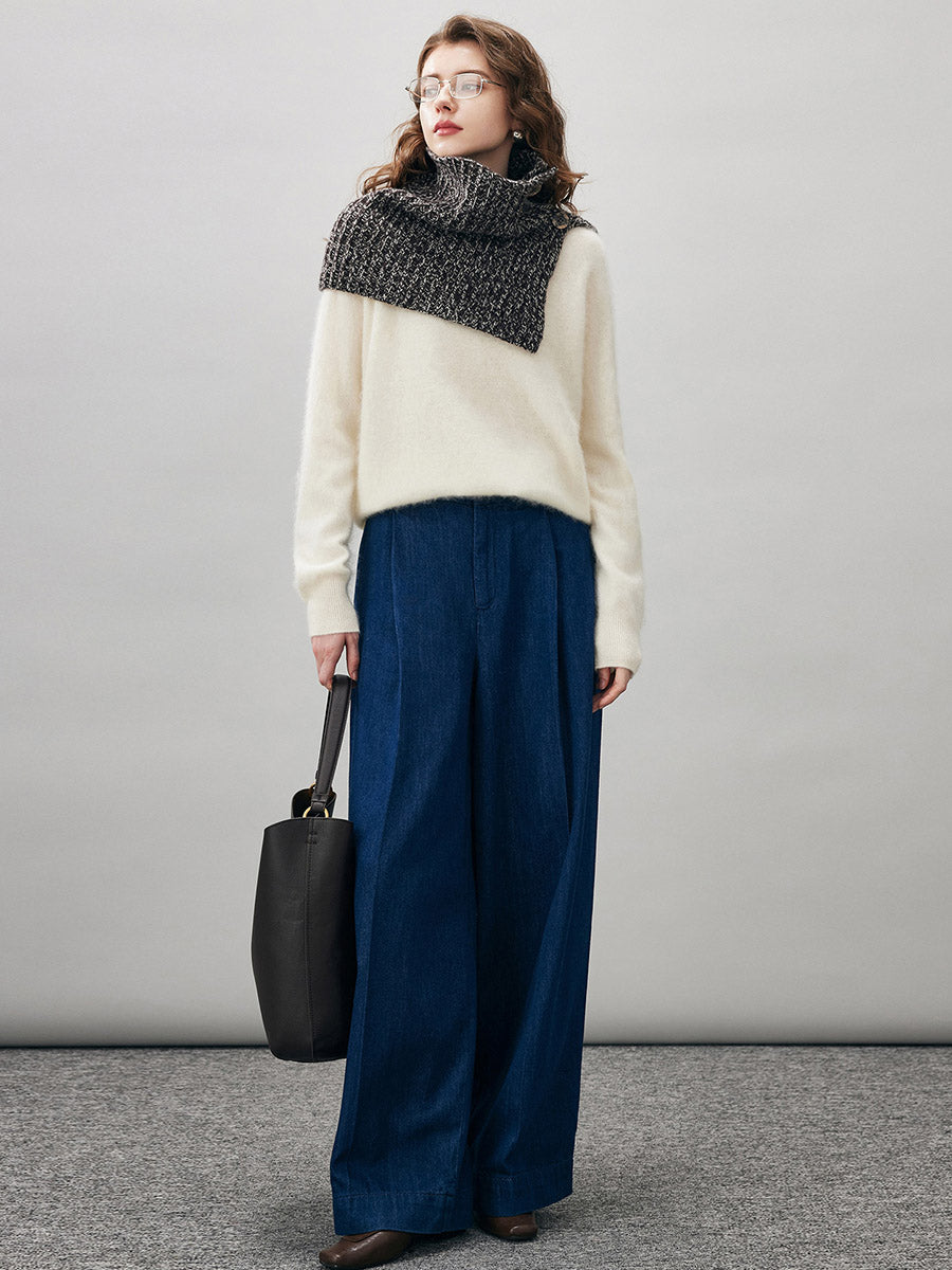 COMOBOCA 100% Wool Women's Knit Button Neck Warmer Shawl