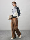 COMOBOCA 100% Cashmere Women's Color Block Turtleneck Sweater