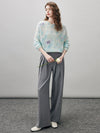 COMOBOCA Women's Floral Printed Round Neck Sweater