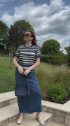 Women's Striped Woven Ribbed T-Shirt