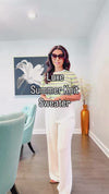 Women's Striped Short Sleeve Knit Sweater