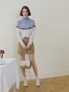 100% Cashmere Women's Mock Neck Fair Isle Cable Knit Sweater