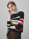 100% Cashmere Women's Abstract Pattern Round Neck Sweater