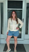 Women's Ribbed Mesh Zip-Up Hoodie