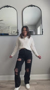 100% Cashmere Women's Button Neck Cable Knit Sweater