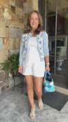 Women's Floral Ribbed Button-Up Cardigan