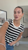 Women's Striped Ribbed Knit T-Shirt