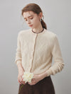 100% Cashmere Women's Argyle Cable Button Up Knit Cardigan